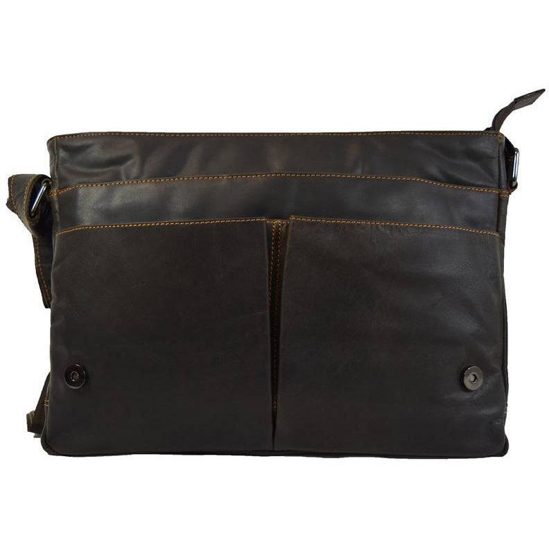 Greenwood Leather - Leather Shoulder Laptop Bag Gent - GW117: Brown-Greenwood Leather-Evolution Equestrian Co.