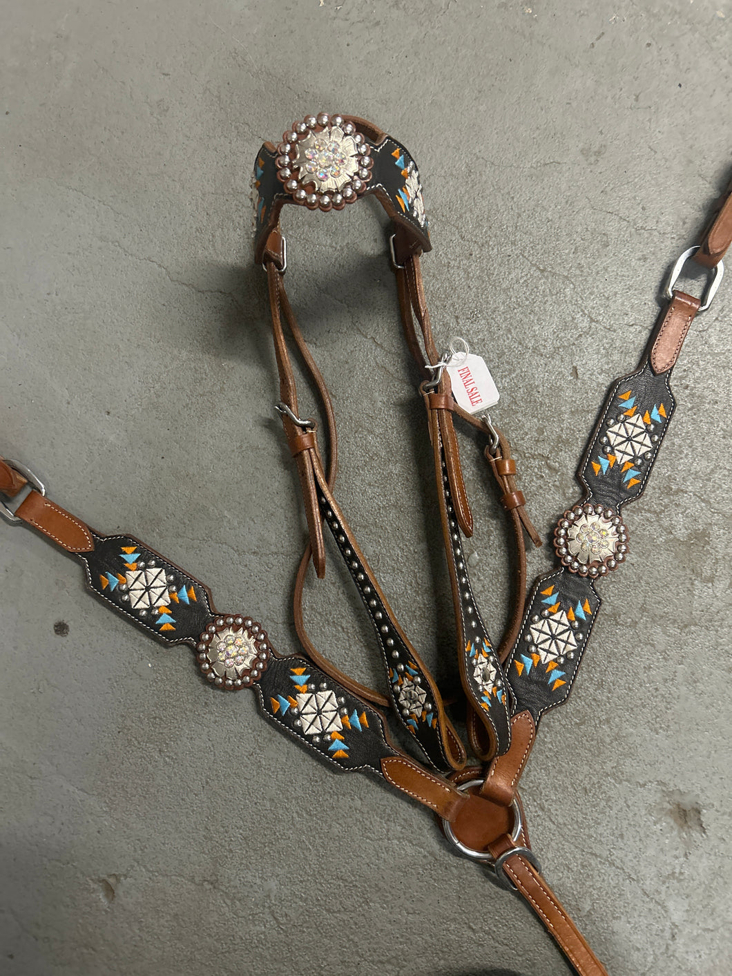 Western Tack Set - Black/Turquoise/Orange