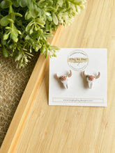 Load image into Gallery viewer, Clay by Day Designs - Western Country Boho Cattle/Cow Skull Stud Earring
