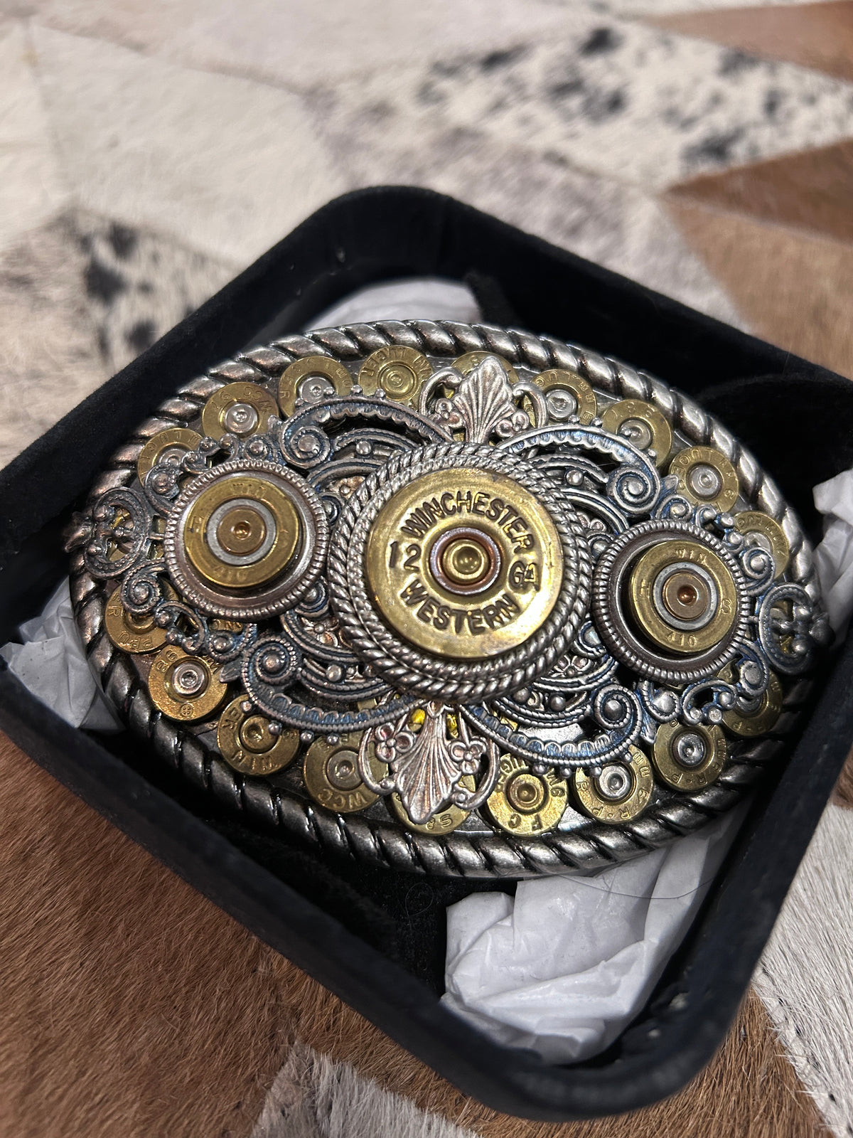 Sure Shot Shotgun Shell Western Belt Buckle