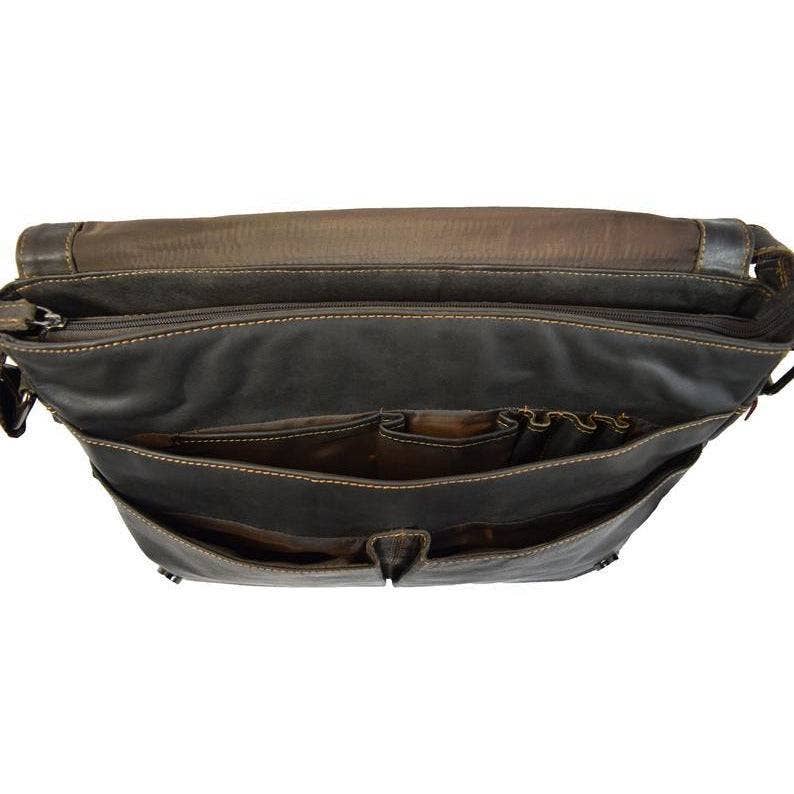 Greenwood Leather - Leather Shoulder Laptop Bag Gent - GW117: Brown-Greenwood Leather-Evolution Equestrian Co.