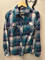Western Button Blue/Purple/White Shirt Small