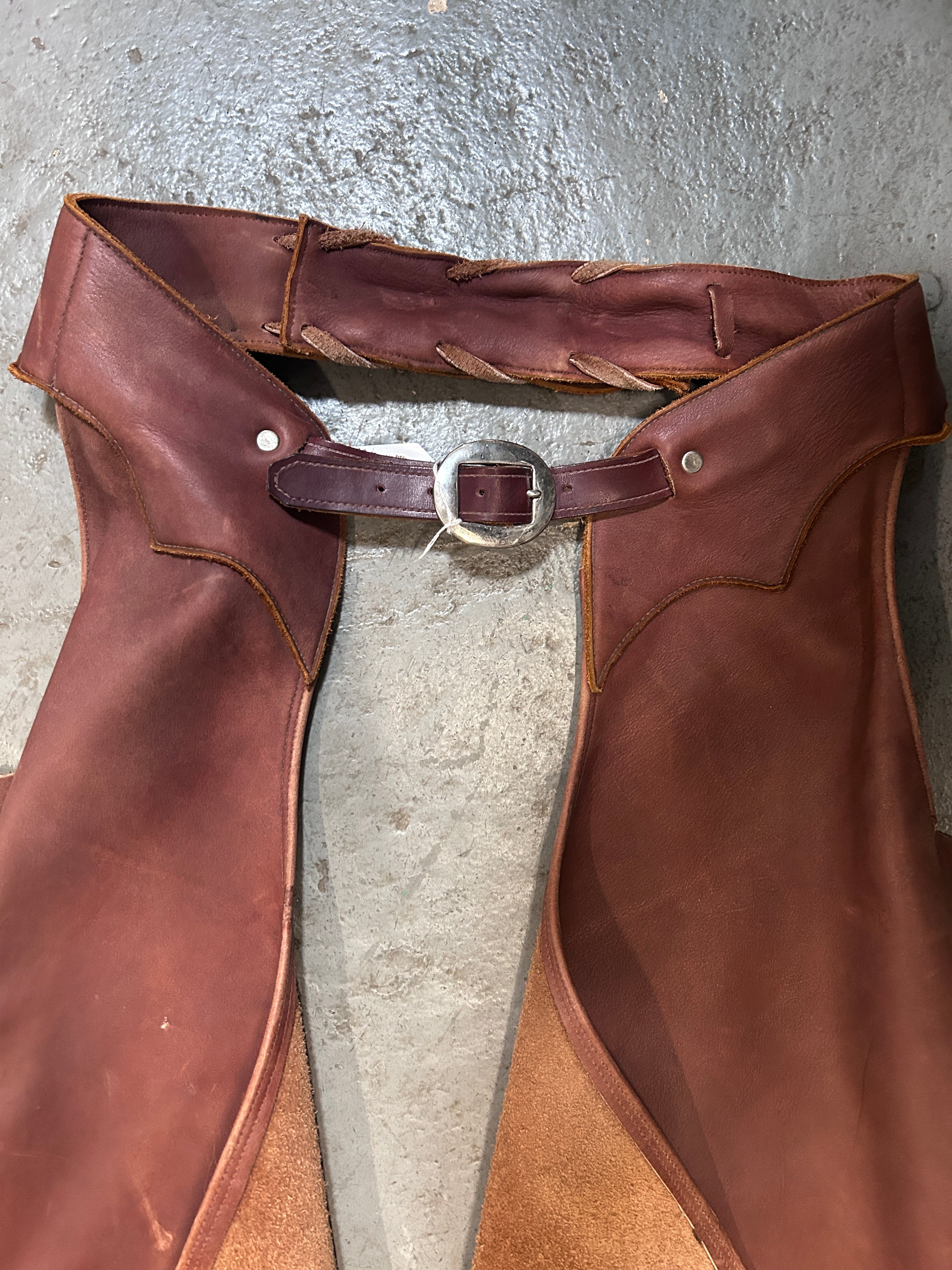 Custom Brown Leather Chaps