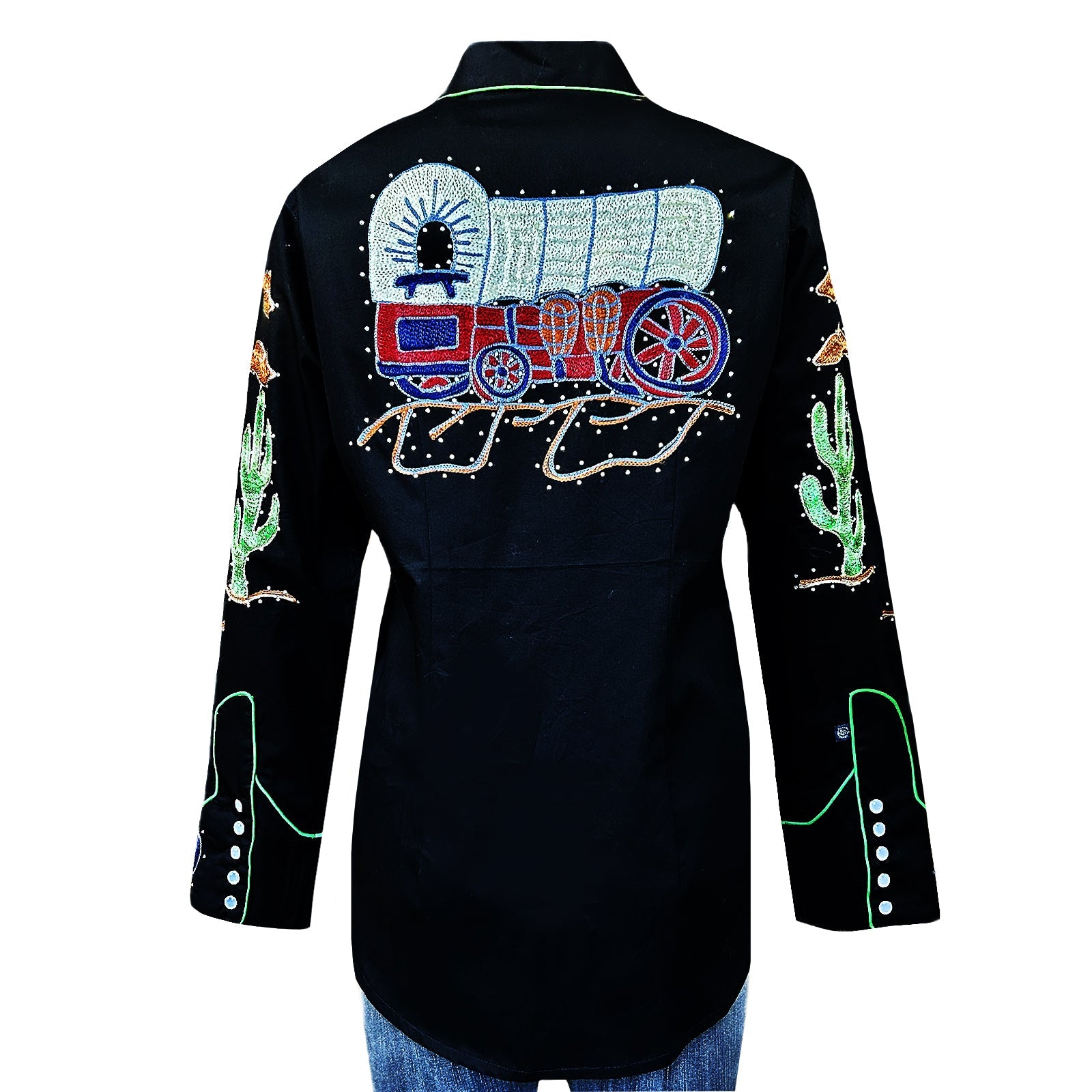 Women's Embroidered Western Shirt XS Black-Western Shirt-Consignment-Evolution Equestrian Co.