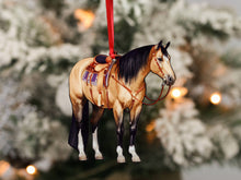 Load image into Gallery viewer, Classy Equine Buckskin Western Ranch Horse Ornament - Quarter Horse Decor
