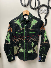 Women's Embroidered Western Shirt XS Black-Western Shirt-Consignment-Evolution Equestrian Co.