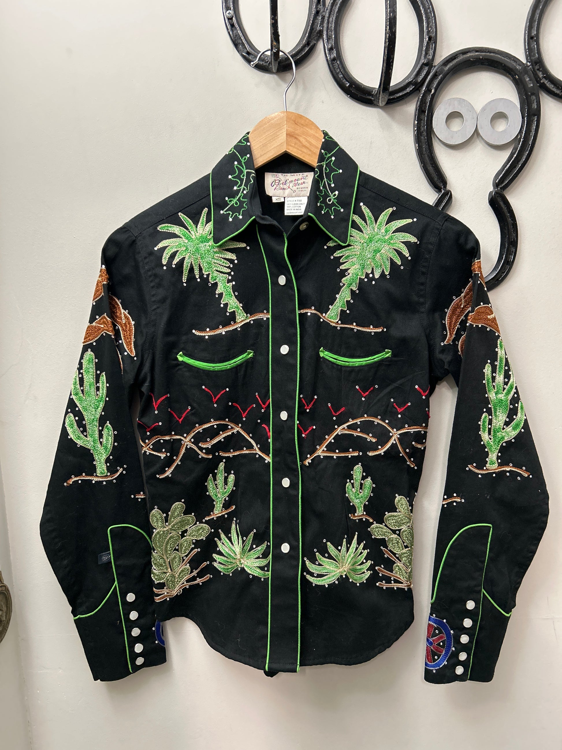 Women's Embroidered Western Shirt XS Black-Western Shirt-Consignment-Evolution Equestrian Co.