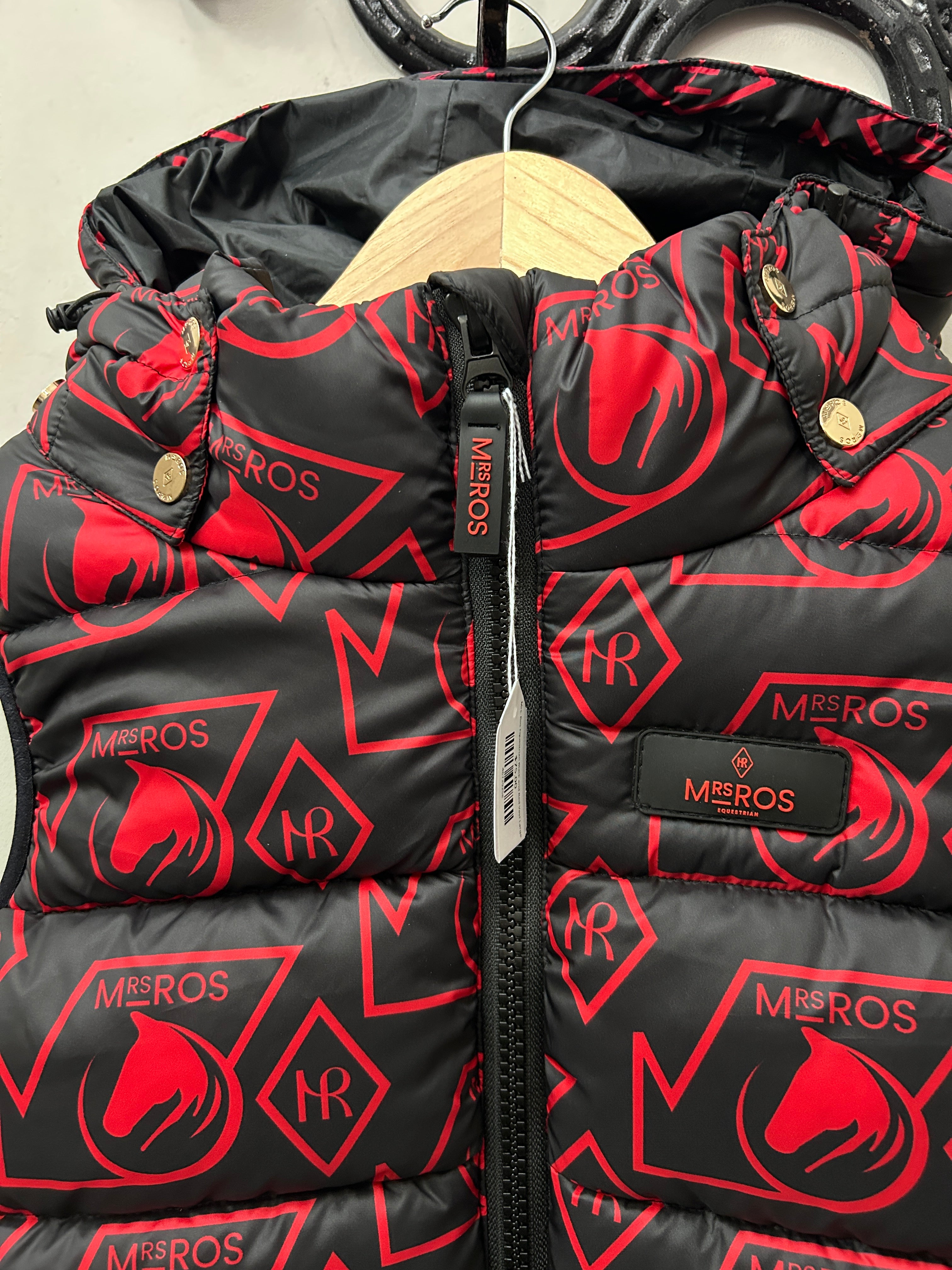 Mrs. Ros Equestrian Black and Red Vest Large