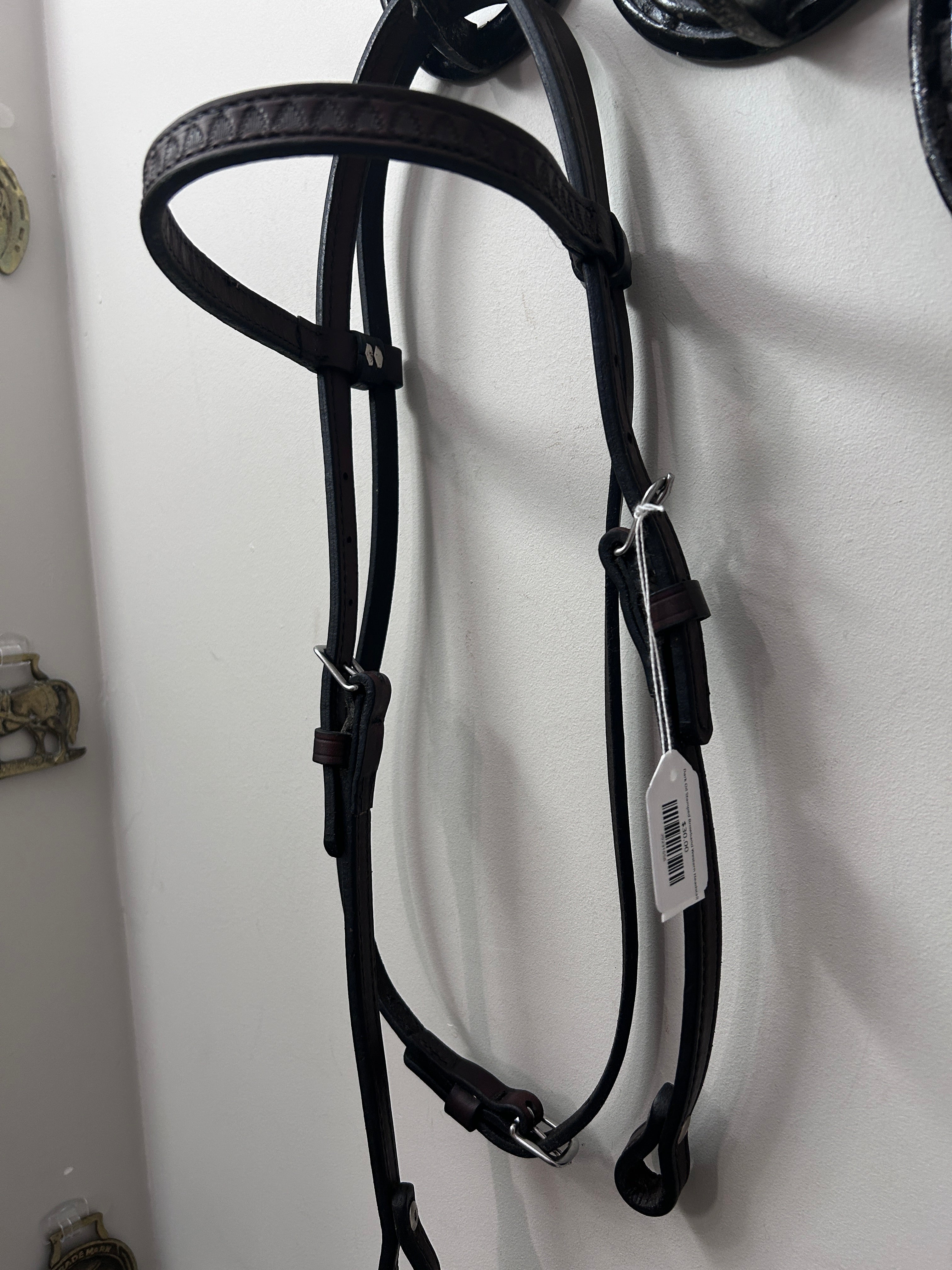 Dark Oil Stamped Browband Western Headstall