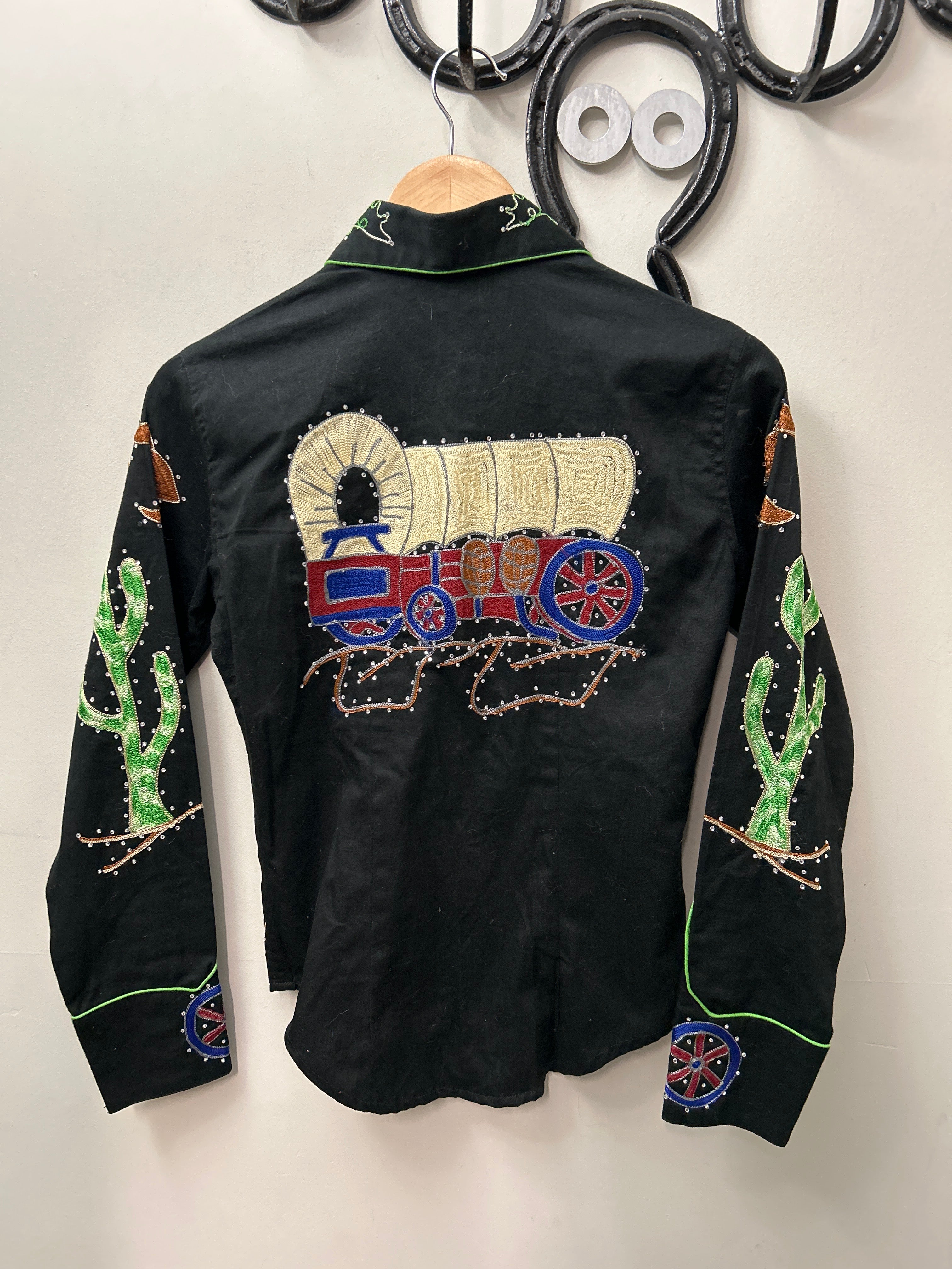 Women's Embroidered Western Shirt XS Black-Western Shirt-Consignment-Evolution Equestrian Co.