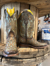 Load image into Gallery viewer, Corral Ladies Overlay Turquoise &amp; Brown Cowboy Boots 8.5
