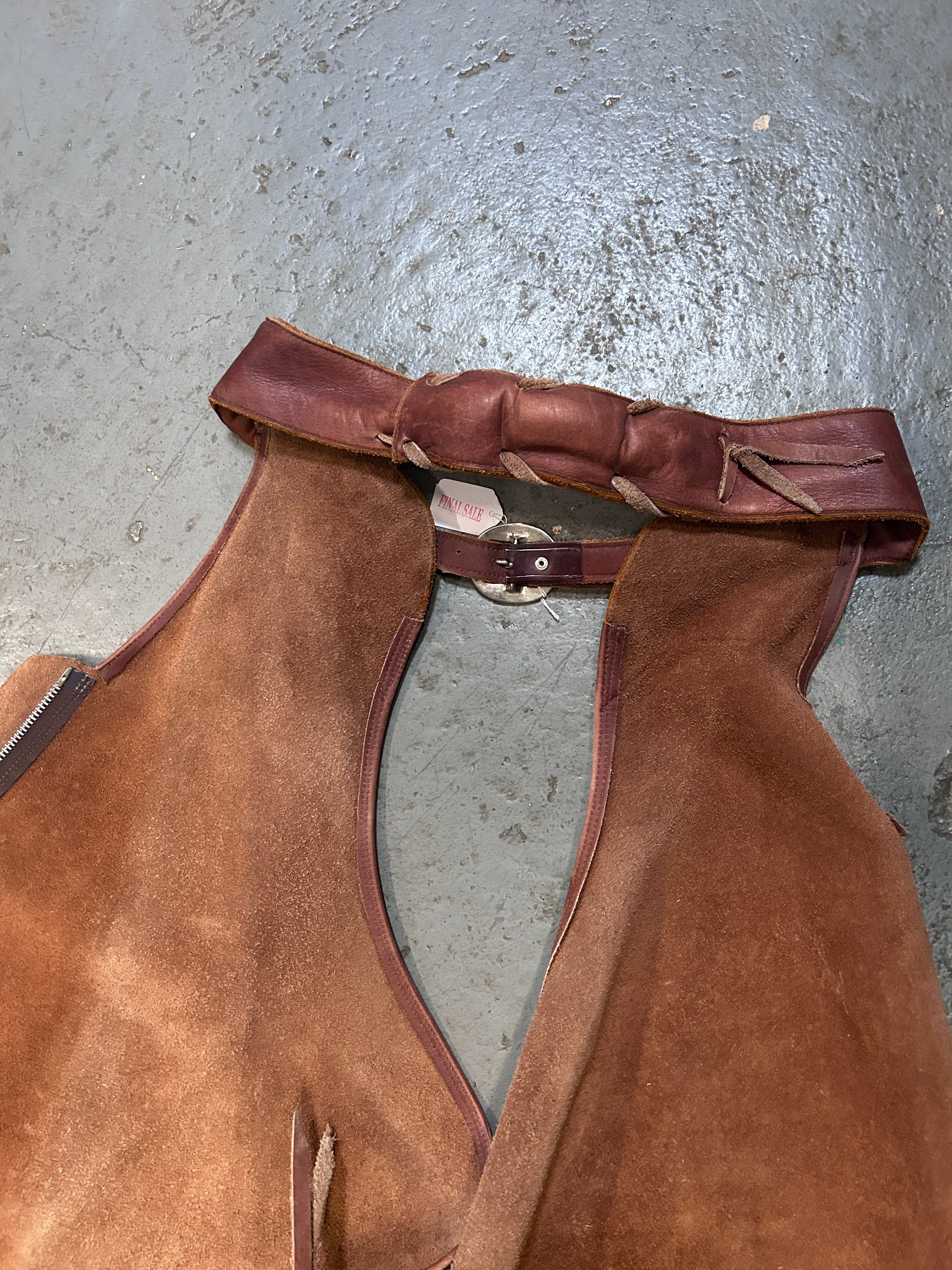 Custom Brown Leather Chaps