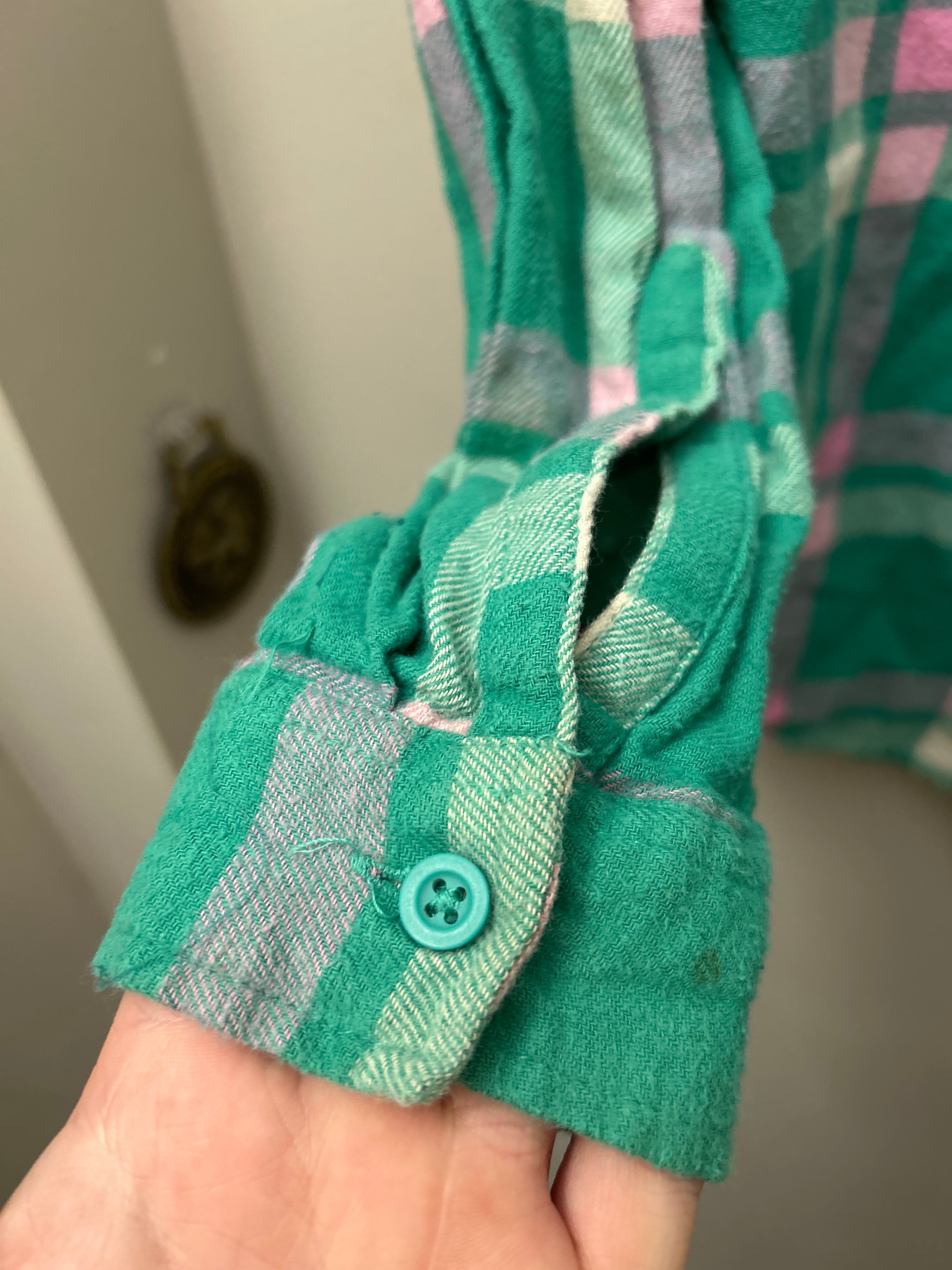 Kid's Green and Pink Plaid Shirt 10
