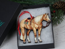 Load image into Gallery viewer, Classy Equine Palomino Western Ranch Horse Ornament - Quarter Horse Decor
