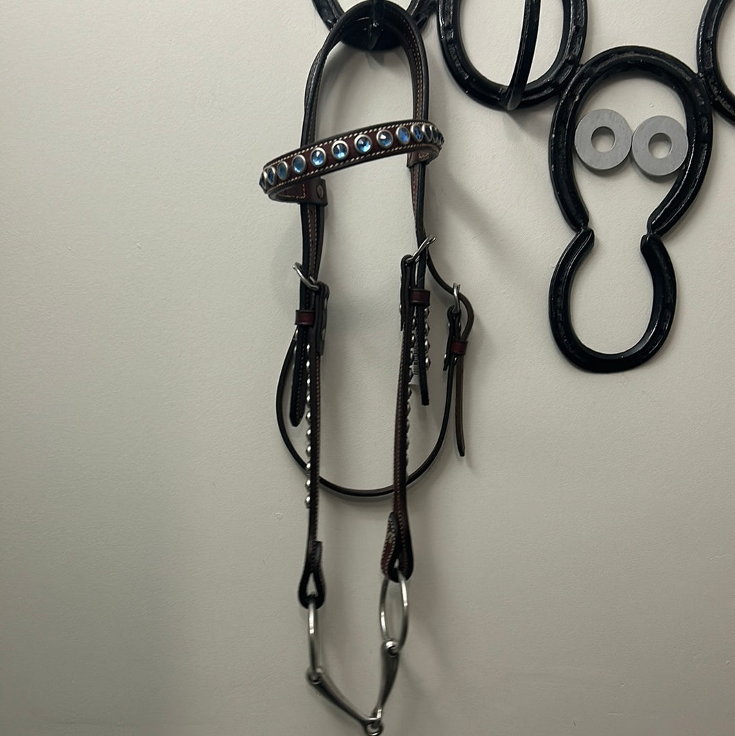Western Headstall with Blue Gems