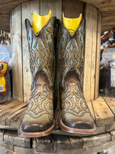Load image into Gallery viewer, Corral Ladies Overlay Turquoise &amp; Brown Cowboy Boots 8.5
