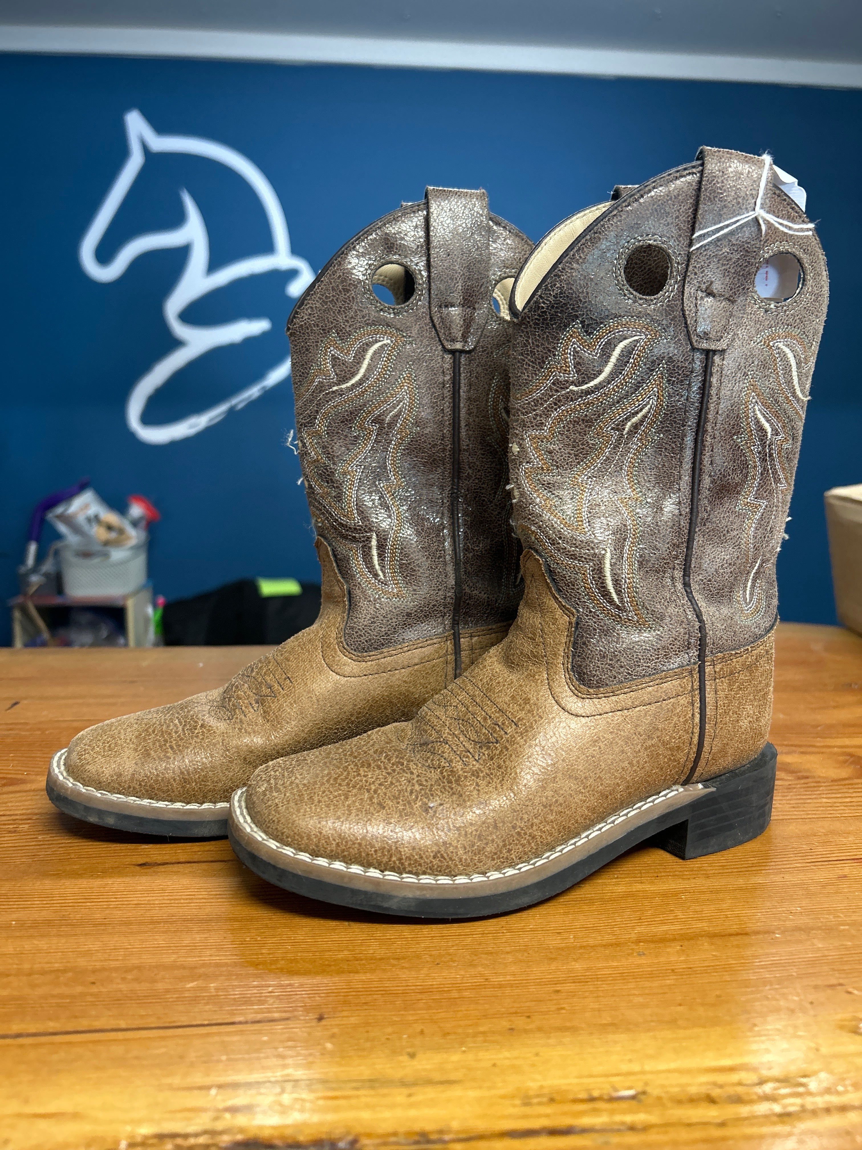 Old West Children's Leather Cowboy Boots 13