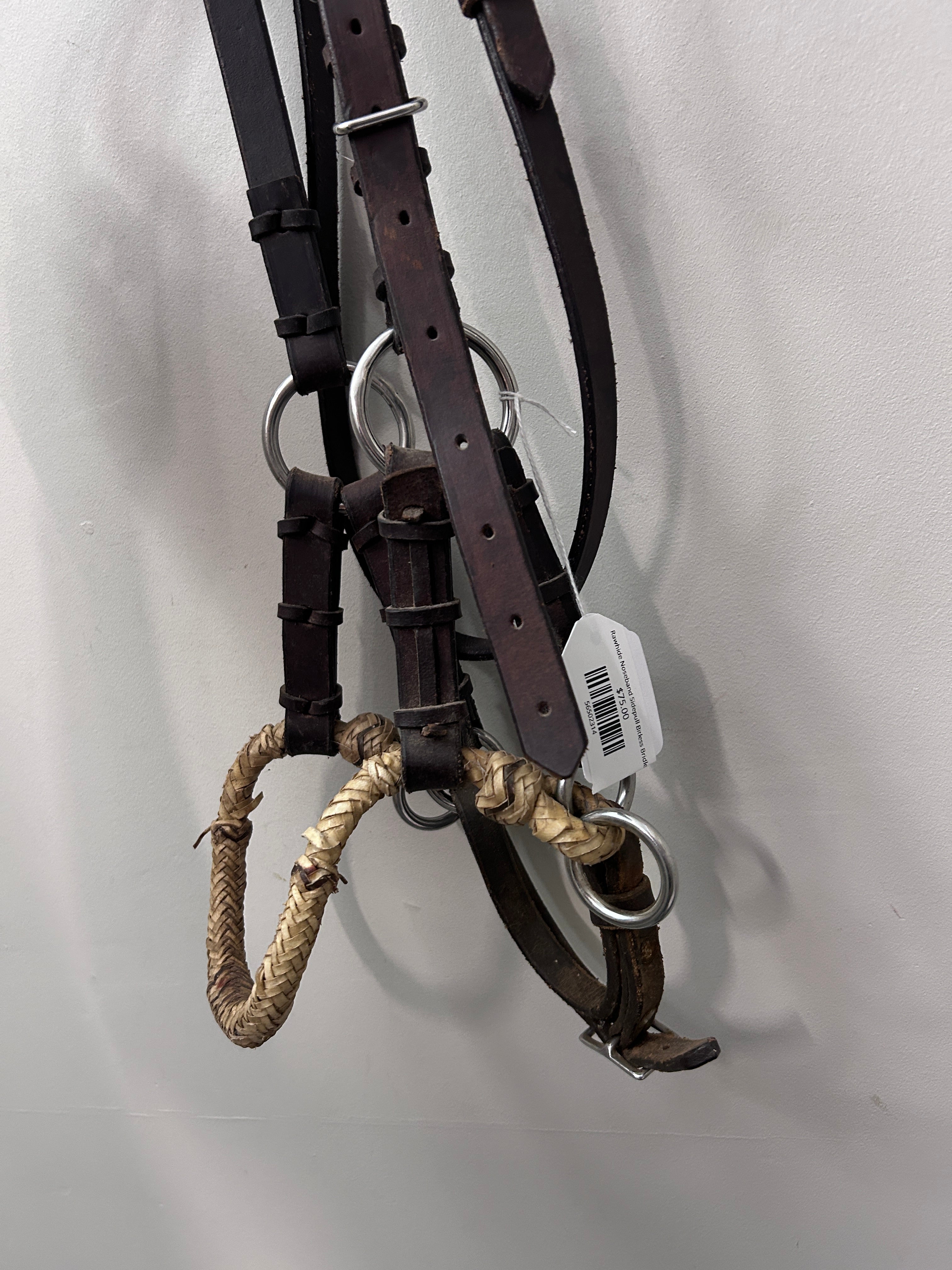 Rawhide Noseband Sidepull Bitless Bridle