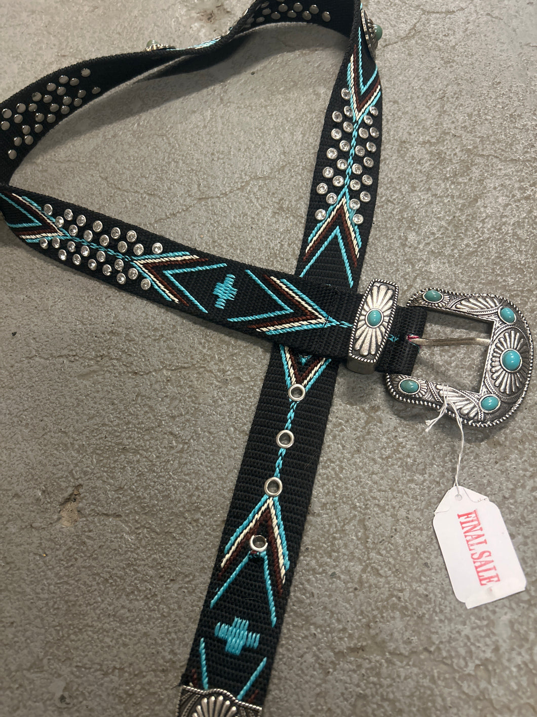 Montana West Turquoise Black Nylon Belt 36