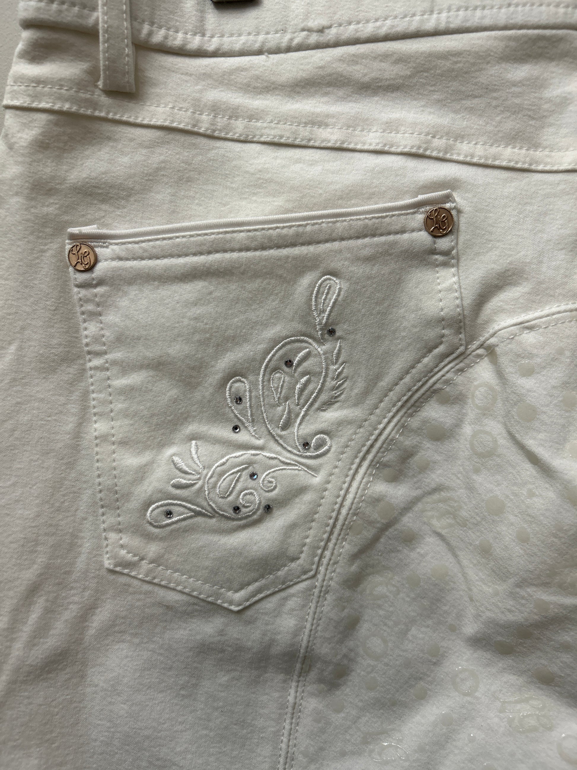 HKM Lauria Garrelli Cream Full Seat Breeches 34-Breeches-Consignment-Evolution Equestrian Co.