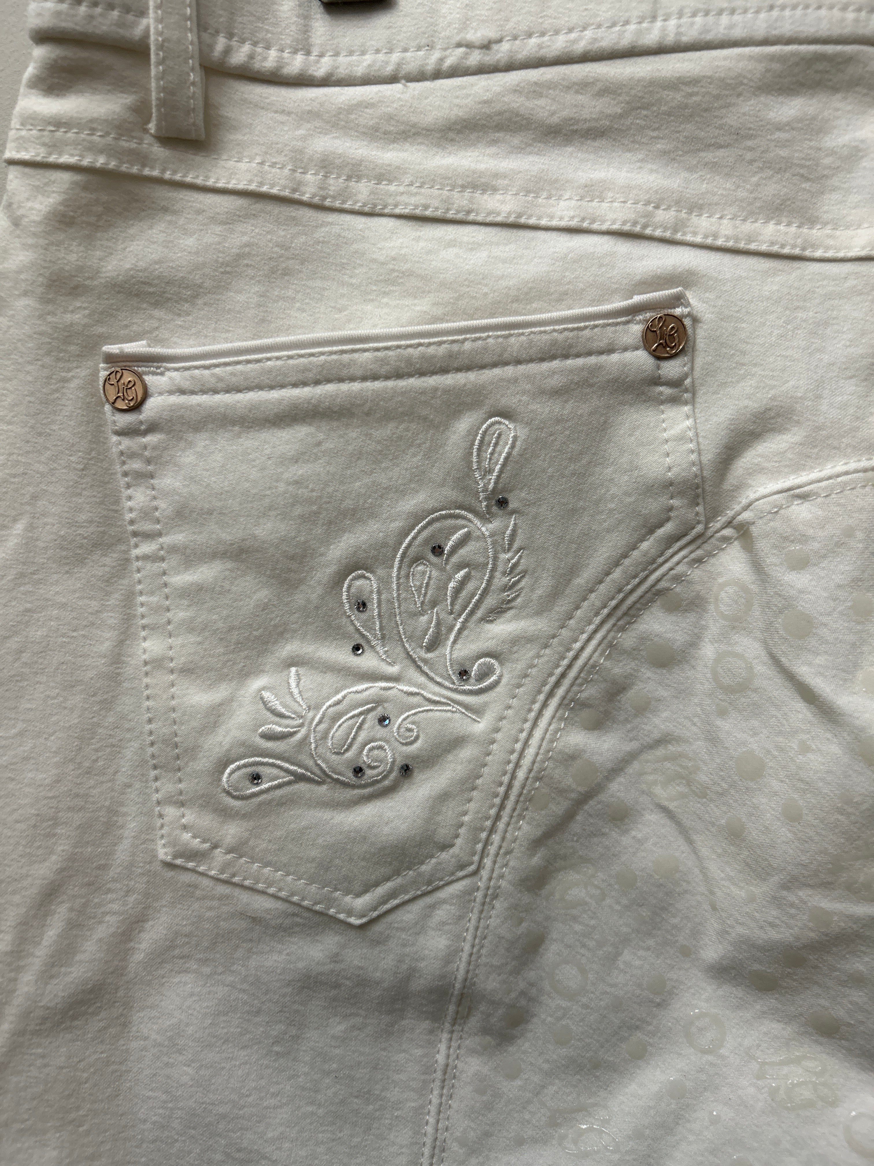 HKM Lauria Garrelli Cream Full Seat Breeches 34-Breeches-Consignment-Evolution Equestrian Co.