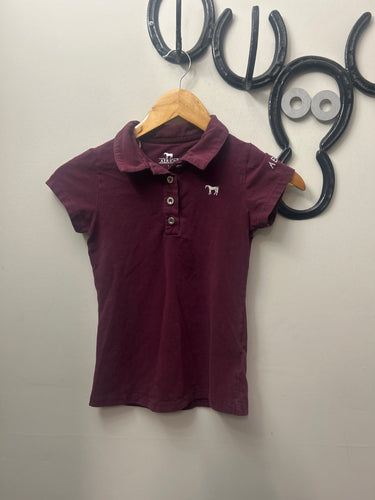Aerion Burgundy Kids Polo Shirt Large-Riding Shirts-Consignment-Evolution Equestrian Co.
