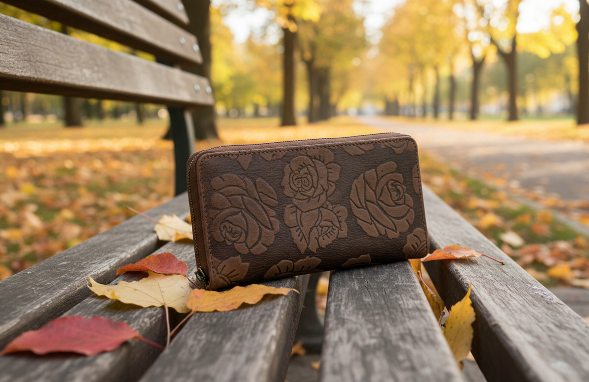 Alta Quero - Genuine Ladies Leather Wallet Embossed – Brown (Rose)-Alta Quero-Evolution Equestrian Co.