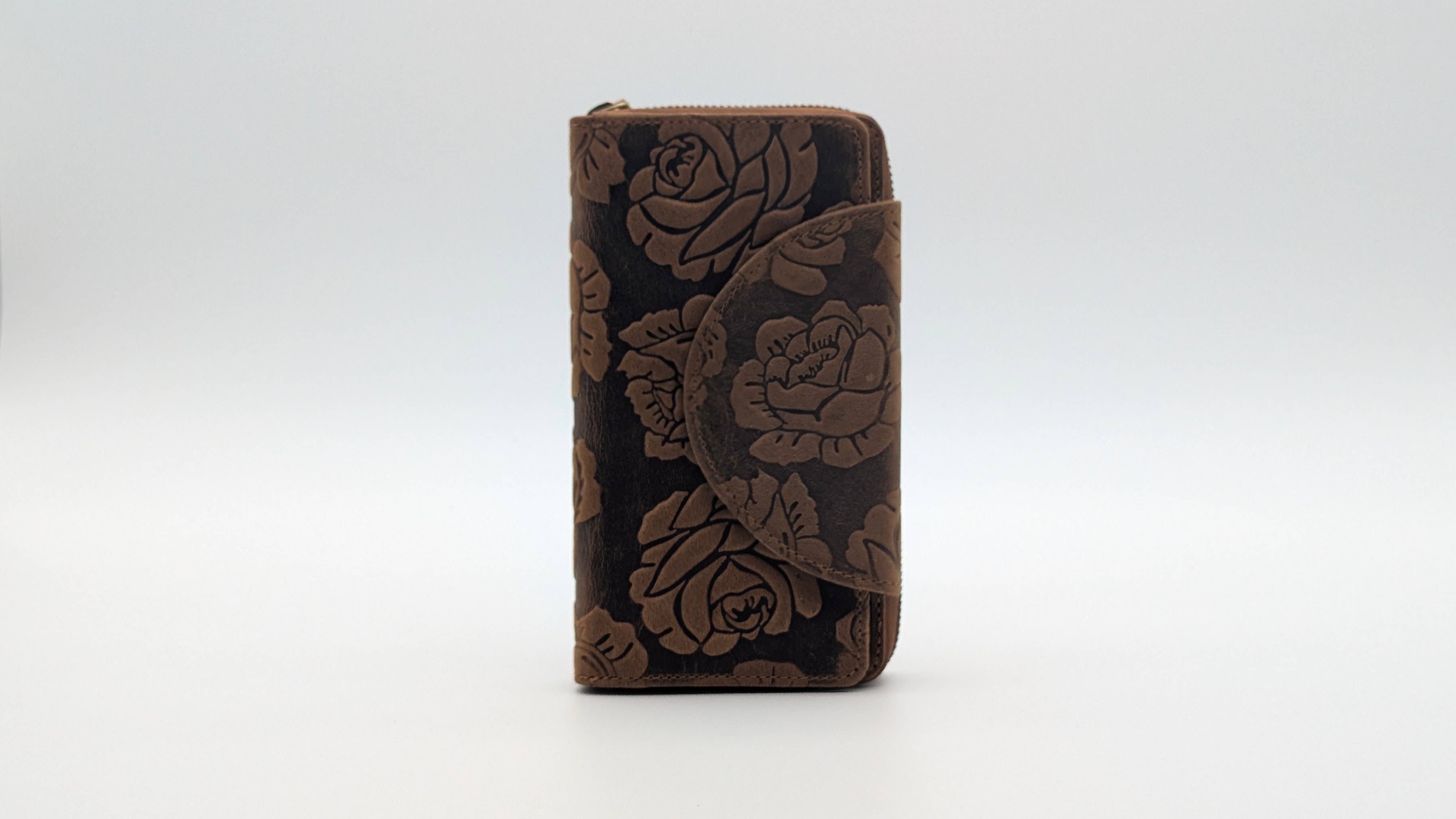 Alta Quero - Genuine Ladies Leather Wallet Embossed – Brown (Rose)-Alta Quero-Evolution Equestrian Co.
