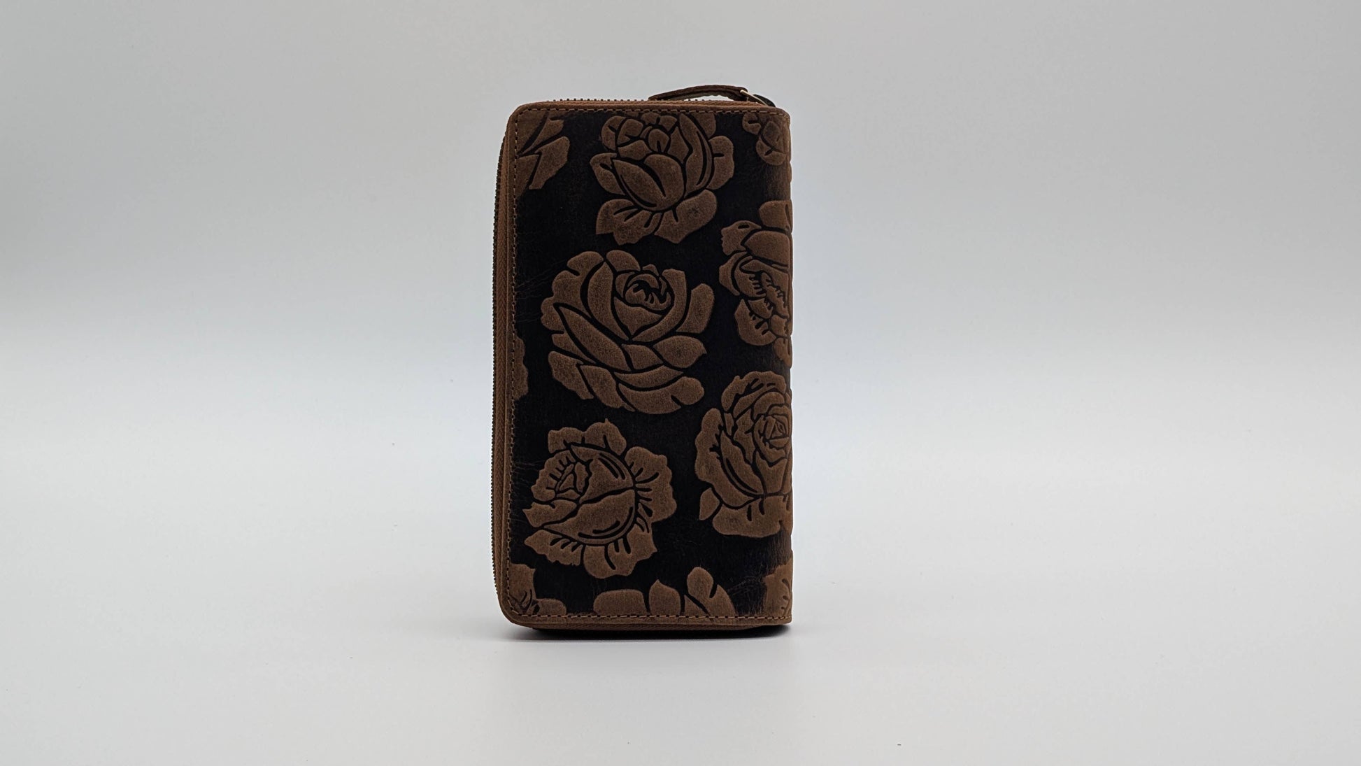 Alta Quero - Genuine Ladies Leather Wallet Embossed – Brown (Rose)-Alta Quero-Evolution Equestrian Co.