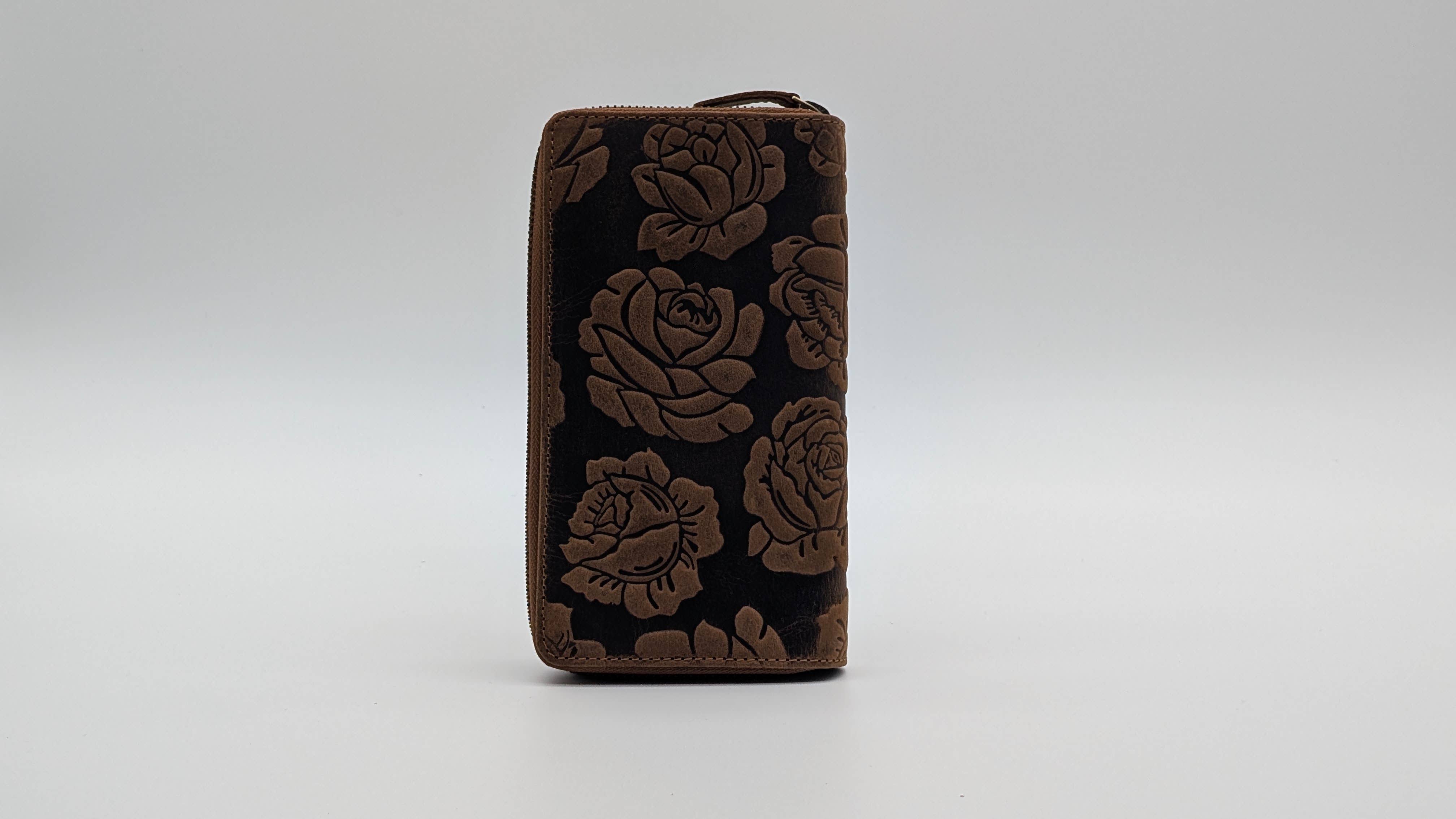Alta Quero - Genuine Ladies Leather Wallet Embossed – Brown (Rose)-Alta Quero-Evolution Equestrian Co.