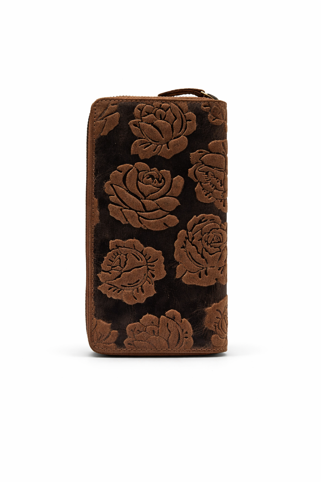 Alta Quero - Genuine Ladies Leather Wallet Embossed – Brown (Rose)-Alta Quero-Evolution Equestrian Co.