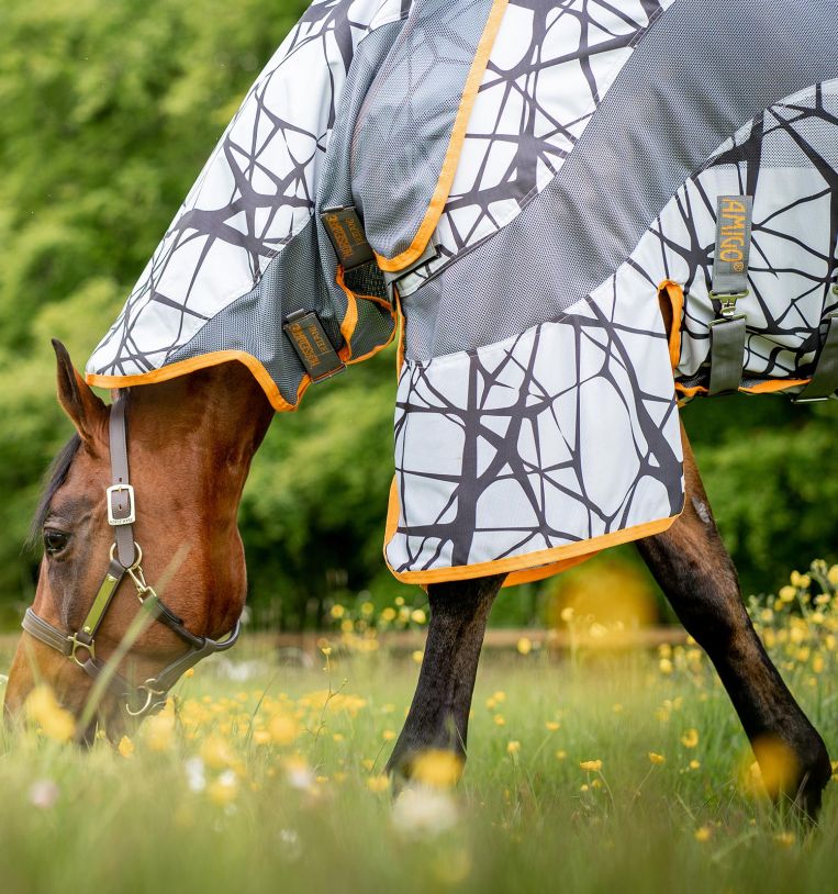 Amigo 3-in-1 CamoFly Fly Sheet Orange/Grey 5'6"/66"-Fly Sheet-Consignment-Evolution Equestrian Co.