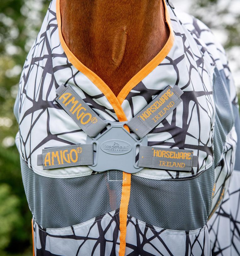 Amigo 3-in-1 CamoFly Fly Sheet Orange/Grey 5'6"/66"-Fly Sheet-Consignment-Evolution Equestrian Co.