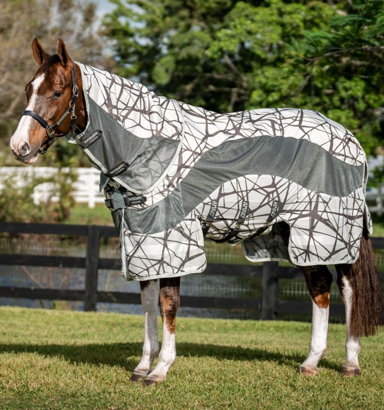 Amigo 3-in-1 CamoFly Fly Sheet Orange/Grey 5'6"/66"-Fly Sheet-Consignment-Evolution Equestrian Co.