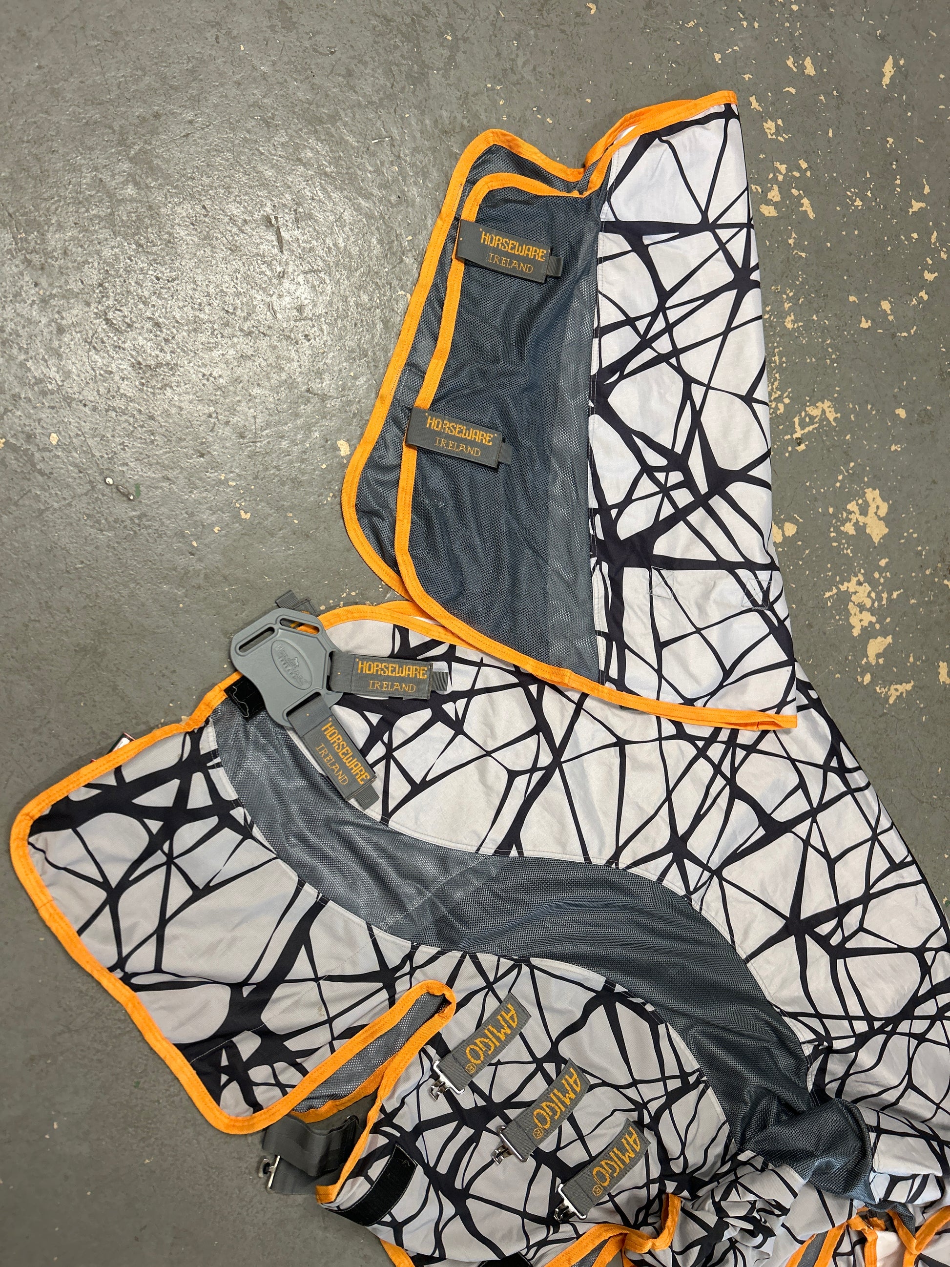 Amigo 3-in-1 CamoFly Fly Sheet Orange/Grey 5'6"/66"-Fly Sheet-Consignment-Evolution Equestrian Co.