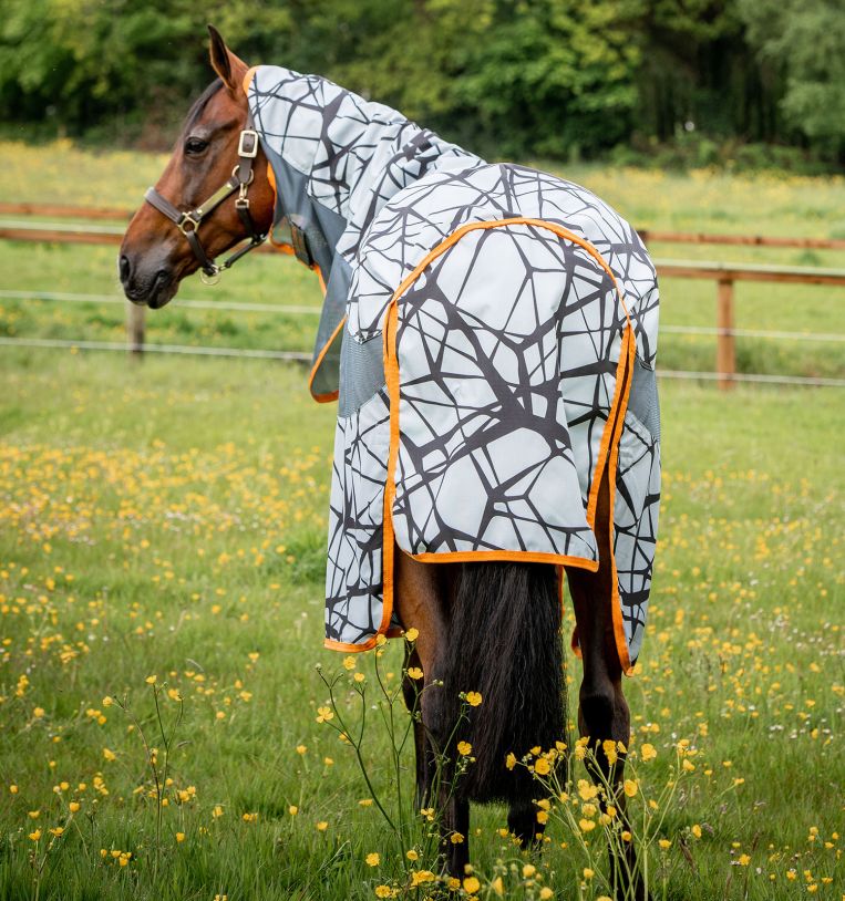 Amigo 3-in-1 CamoFly Fly Sheet Orange/Grey 5'6"/66"-Fly Sheet-Consignment-Evolution Equestrian Co.