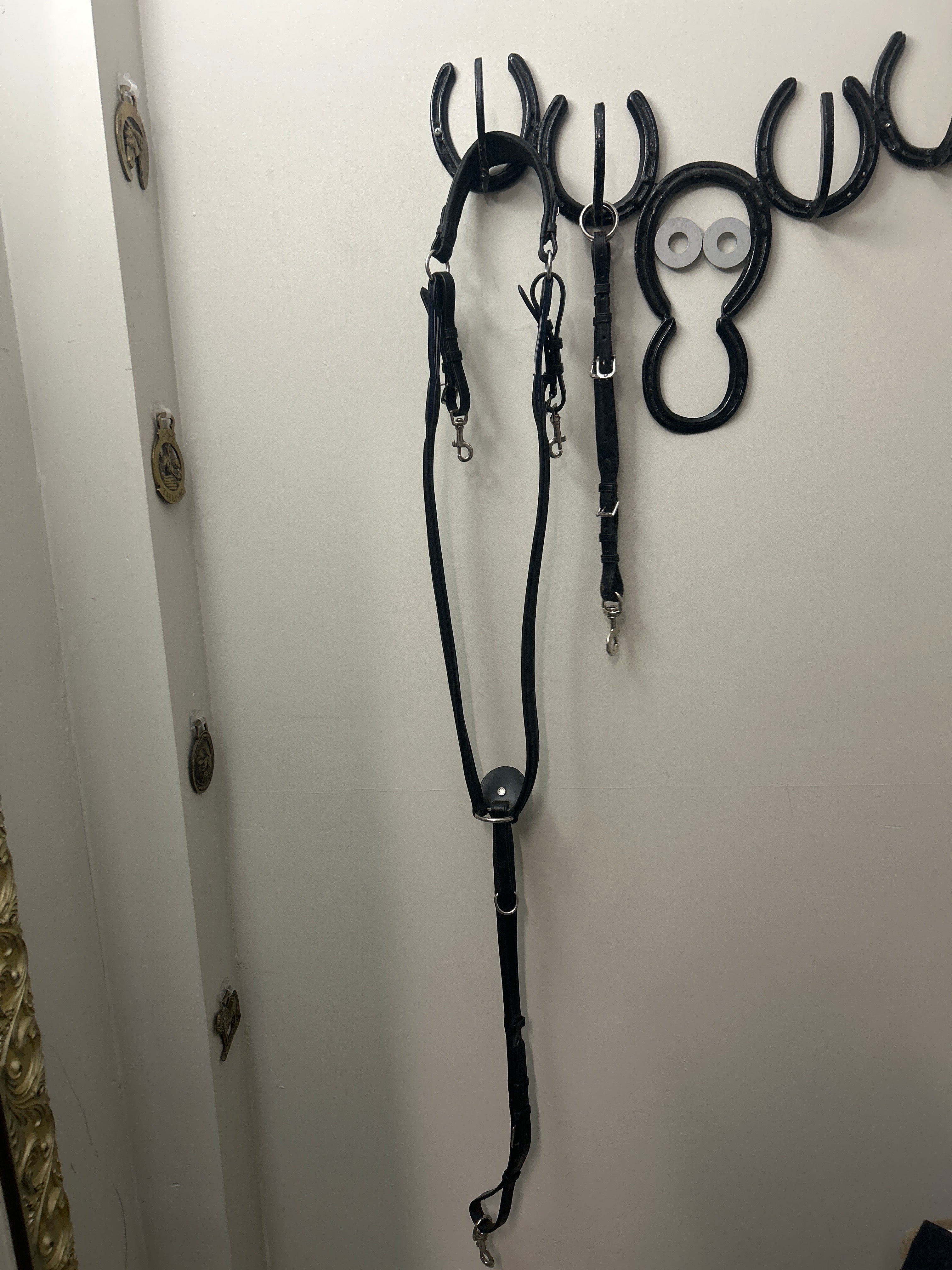 Antares Black Breastplate with Running Martingale-English Accessories-Consignment-Evolution Equestrian Co.