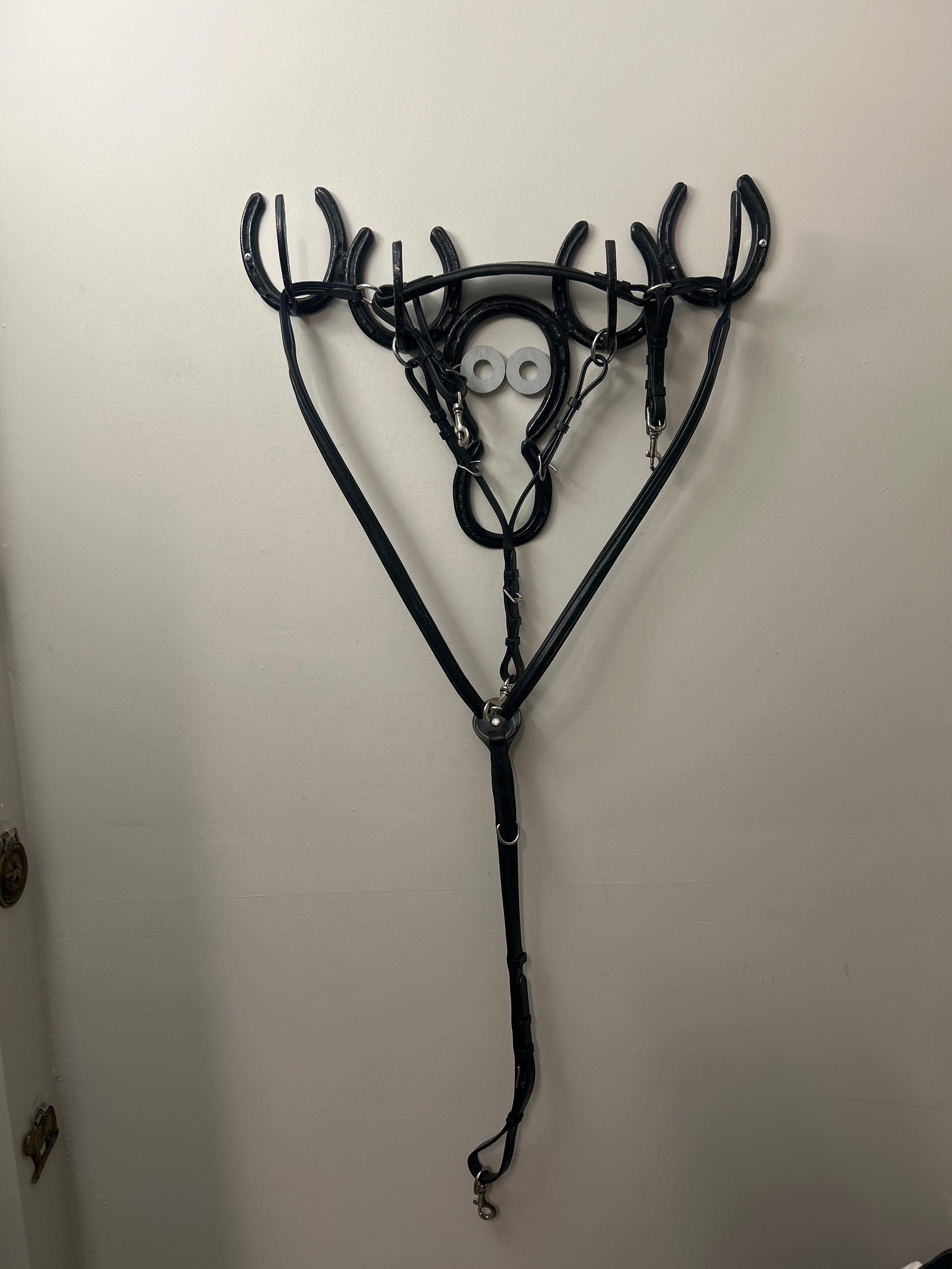 Antares Black Breastplate with Running Martingale-English Accessories-Consignment-Evolution Equestrian Co.