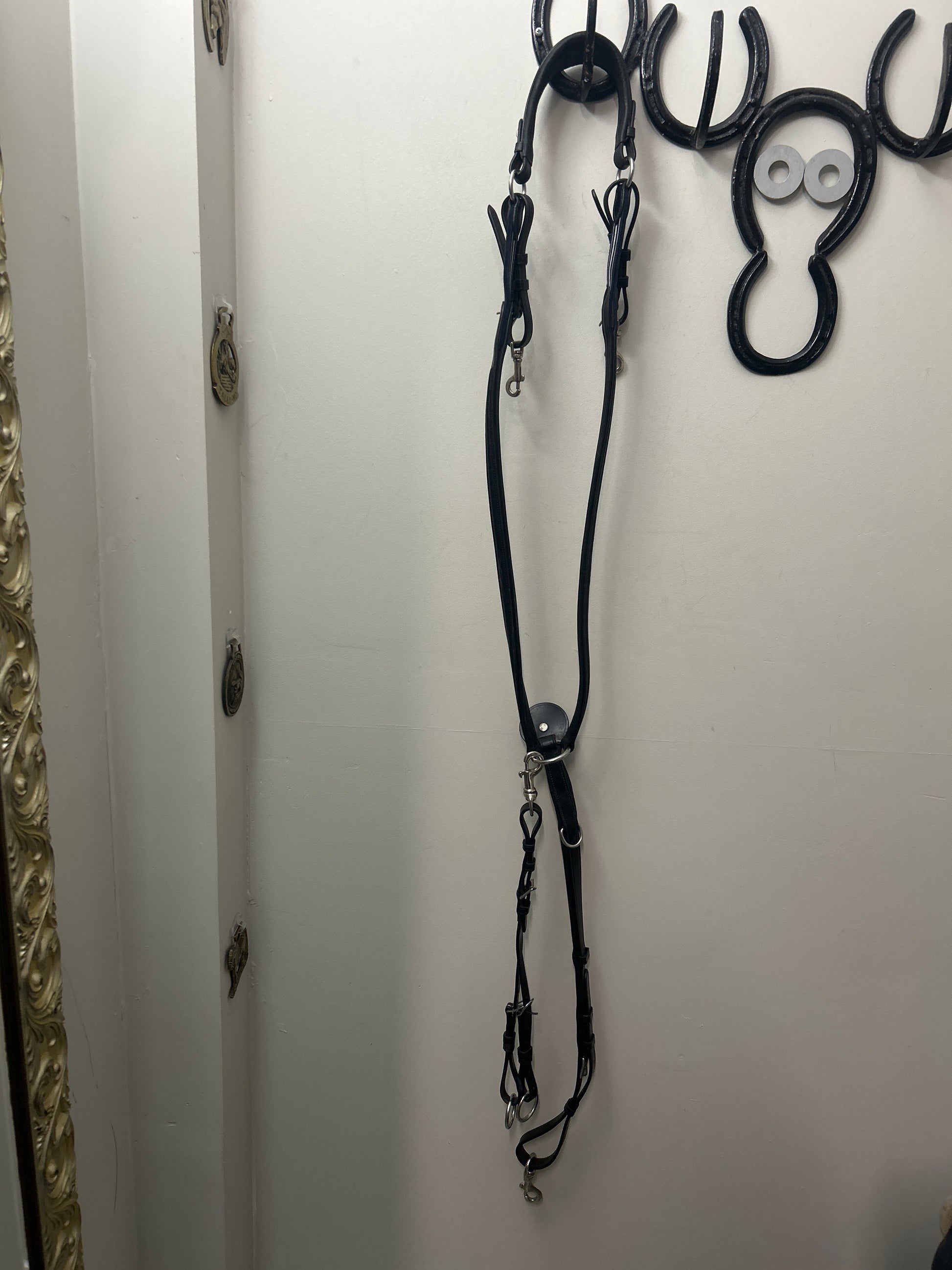 Antares Black Breastplate with Running Martingale-English Accessories-Consignment-Evolution Equestrian Co.