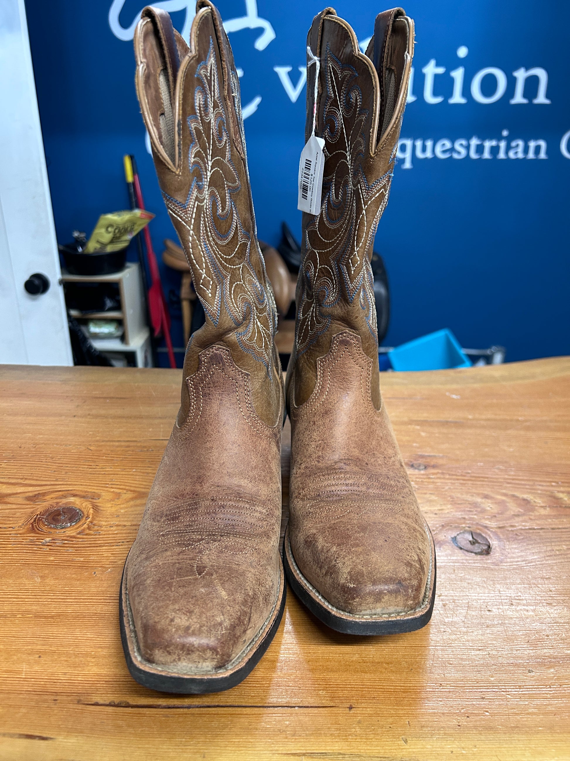 Ariat Square Toe Cowboy Boots 9C-Cowboy Boots-Consignment-Evolution Equestrian Co.