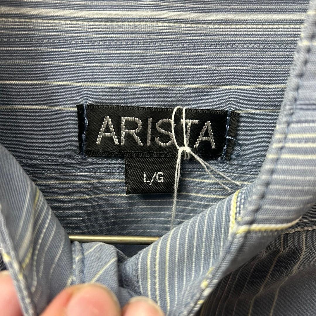 Arista Blue Striped Short Sleeve Shirt Large-Breeches-Consignment-Evolution Equestrian Co.