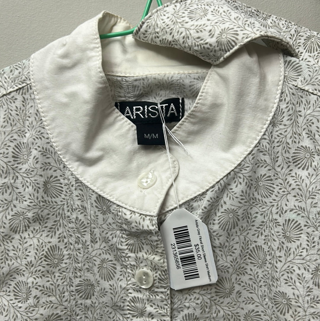 Arista Grey Floral Short Sleeve Shirt Medium-Breeches-Consignment-Evolution Equestrian Co.