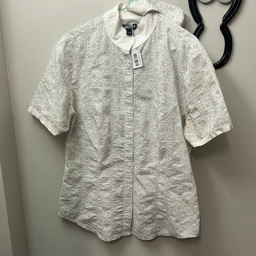 Arista Grey Floral Short Sleeve Shirt Medium-Breeches-Consignment-Evolution Equestrian Co.