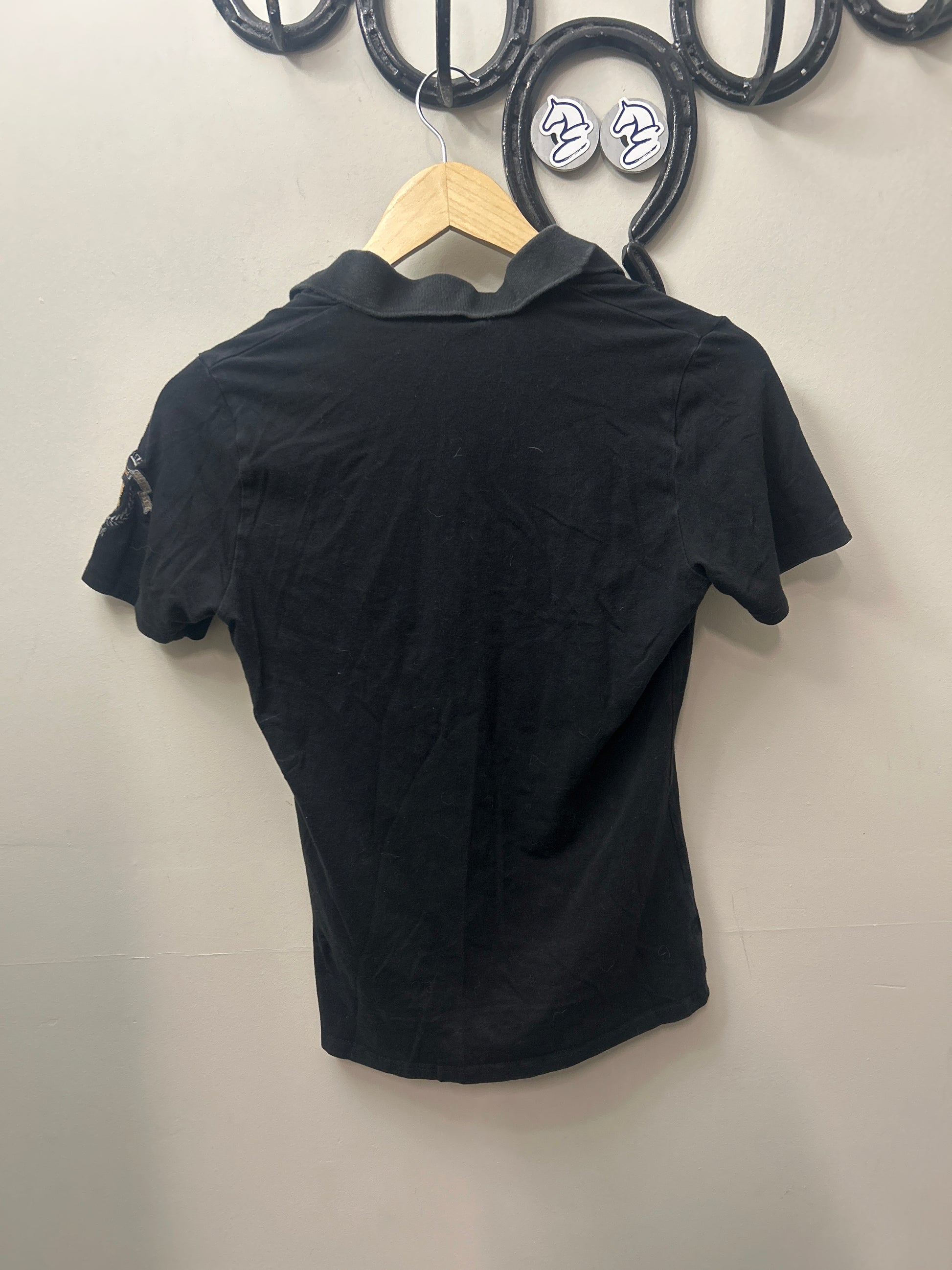 Arista Polo Shirt Black Medium-Riding Shirts-Consignment-Evolution Equestrian Co.