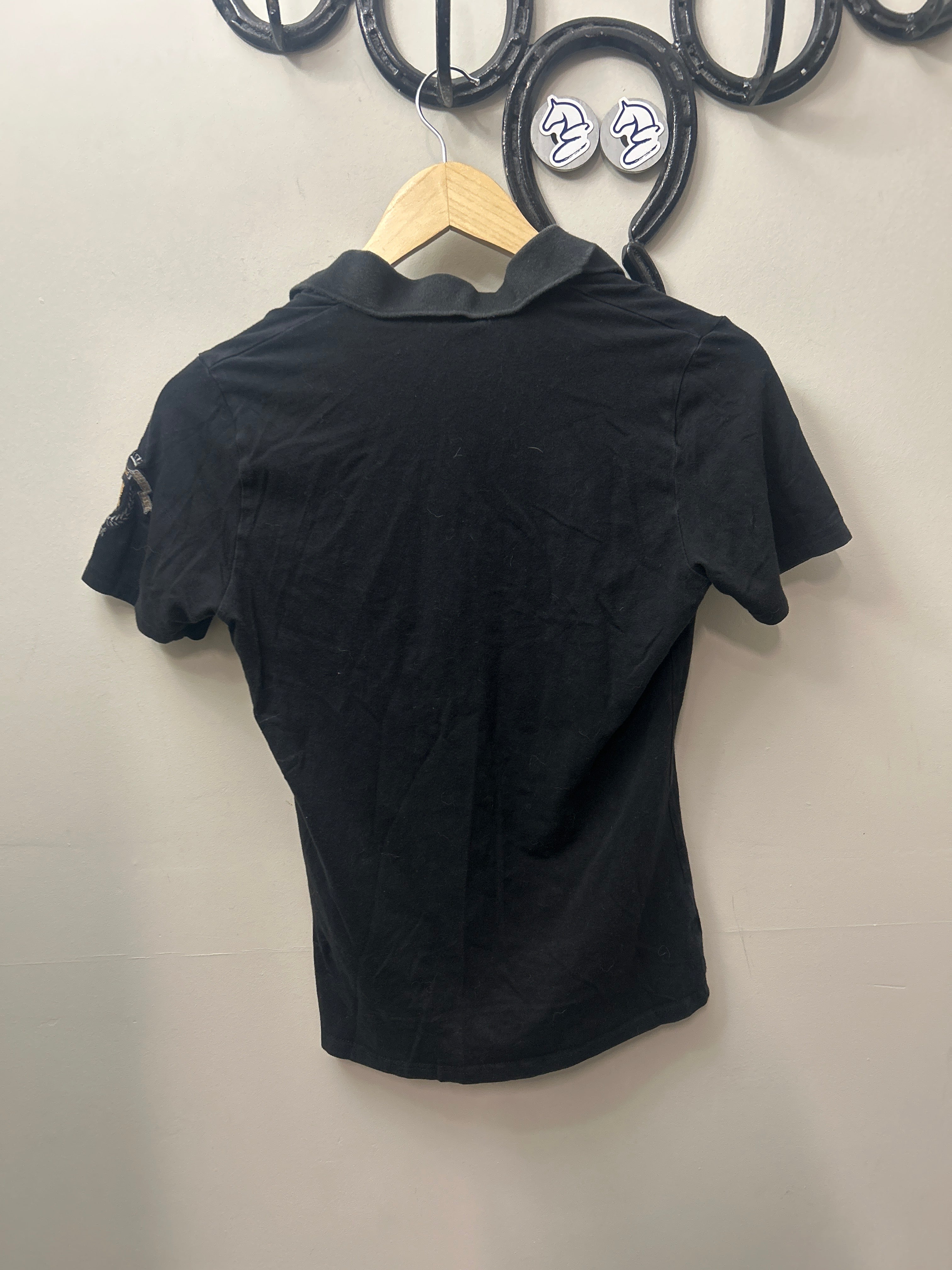 Arista Polo Shirt Black Medium-Riding Shirts-Consignment-Evolution Equestrian Co.