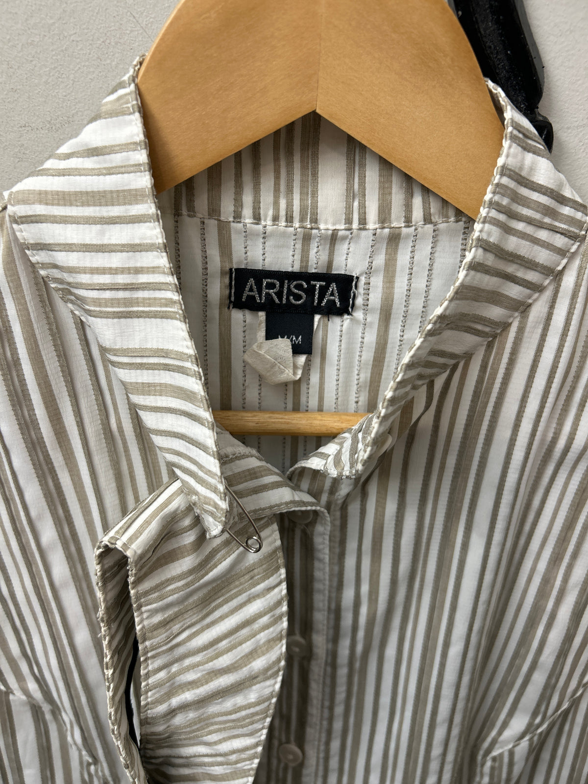 Arista Sleeveless Gold Striped Shirt Medium