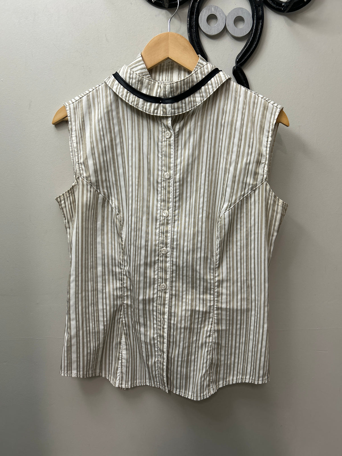 Arista Sleeveless Gold Striped Shirt Medium