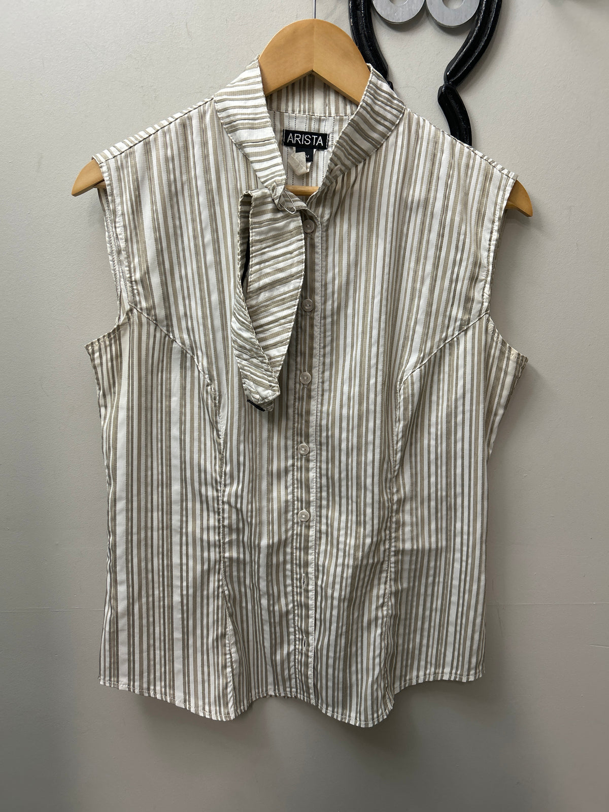 Arista Sleeveless Gold Striped Shirt Medium