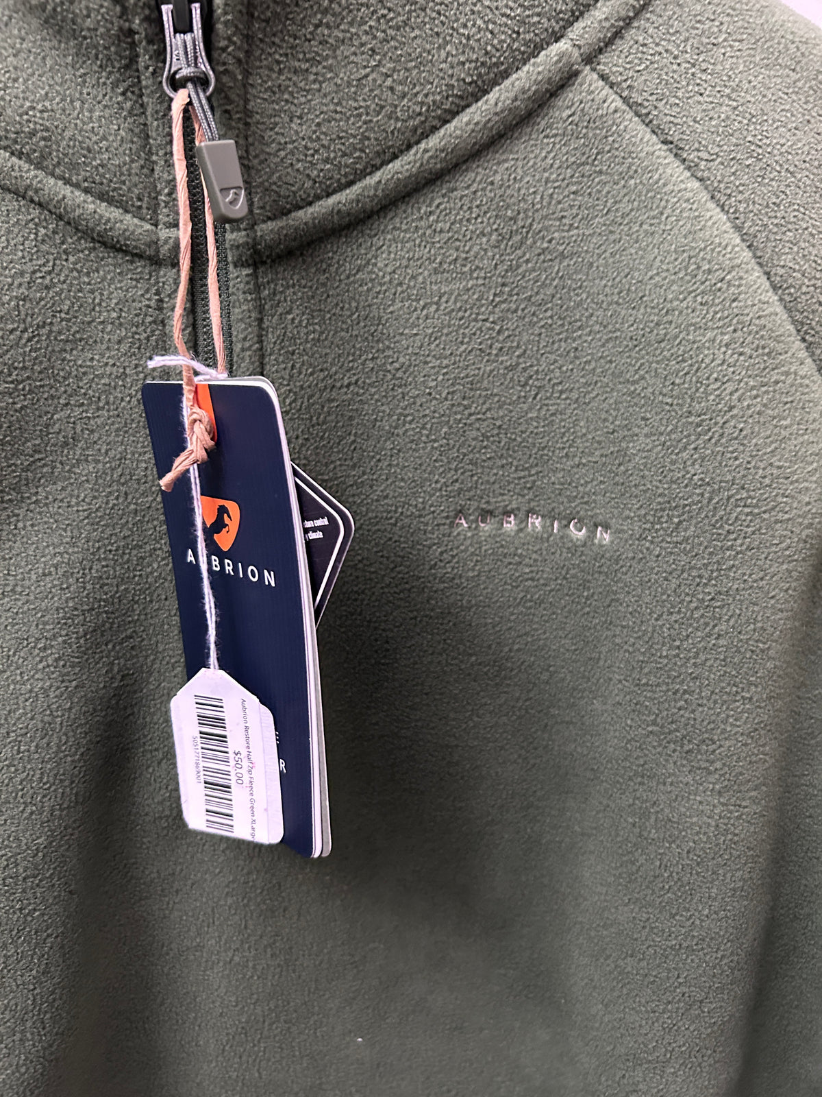 Aubrion Restore Half Zip Fleece Green XLarge-Sweatershirt-Consignment-Evolution Equestrian Co.