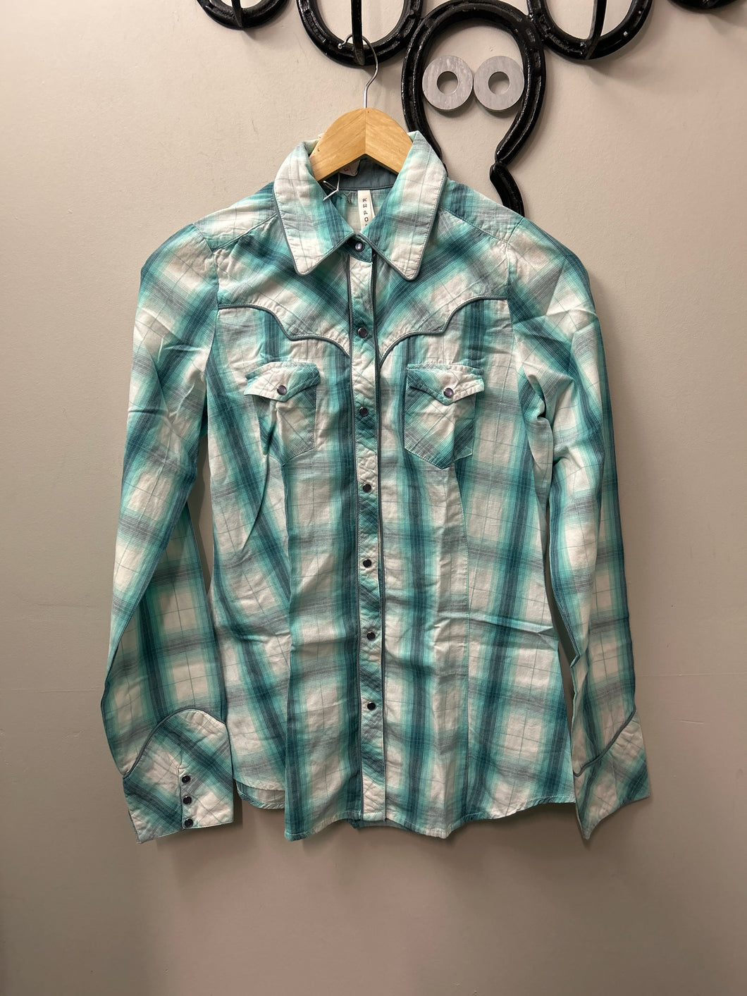 Roper Turquoise Long Sleeve Western Shirt Small